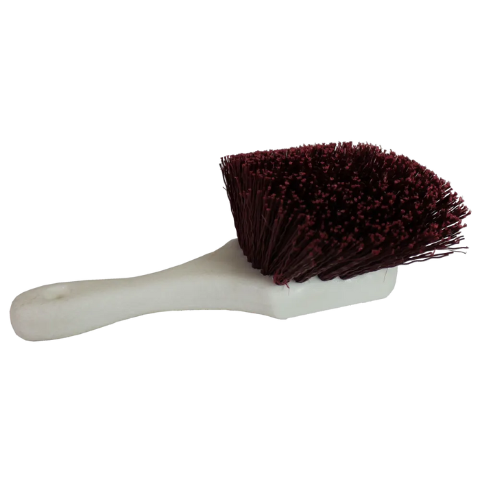 Short Handle Stiff Nylon Bristle Brush - Burgundy